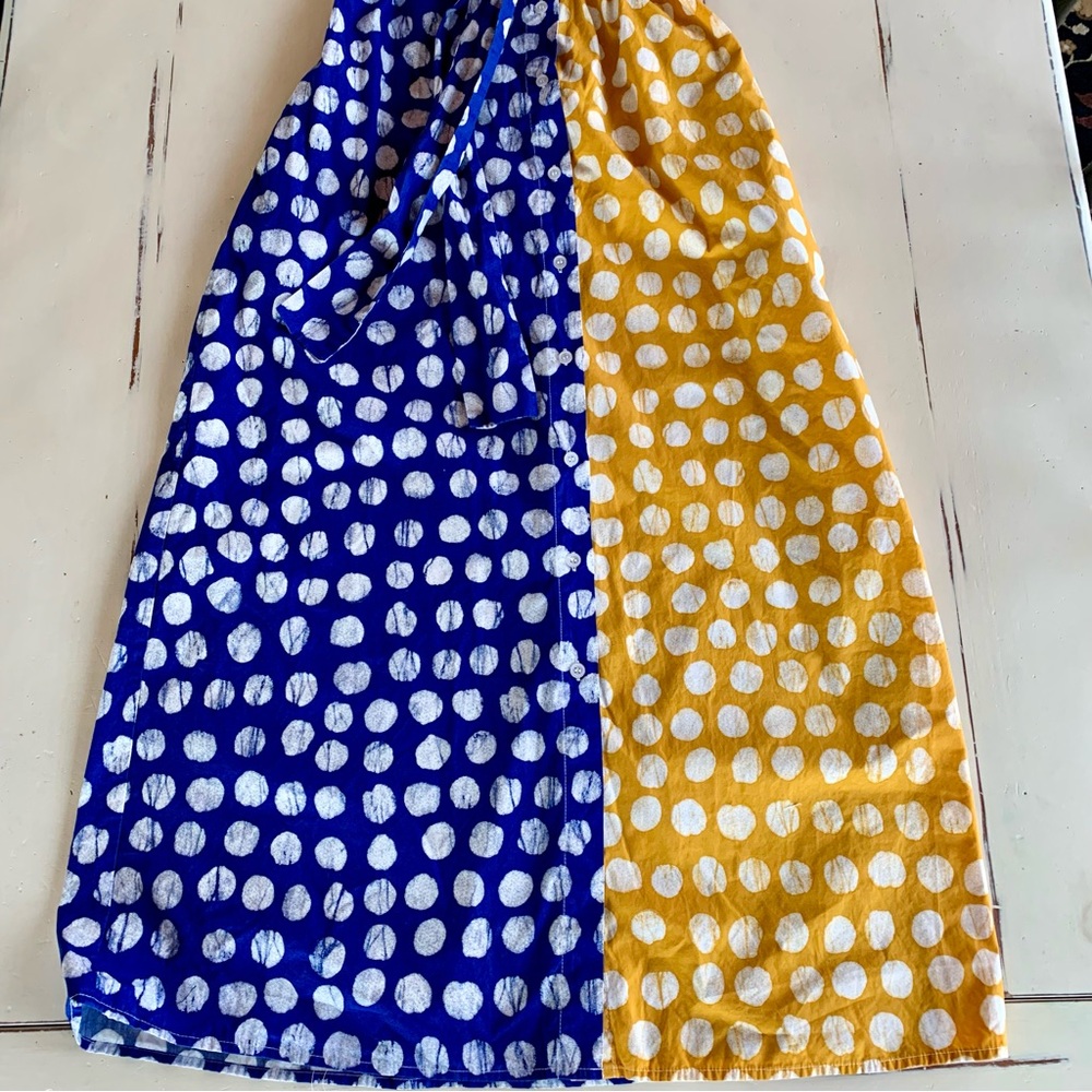 Busayo Collective Color-block Dot Shirt Maxi Dress Button Short Sleeve - Size 4 - Picture 8 of 14